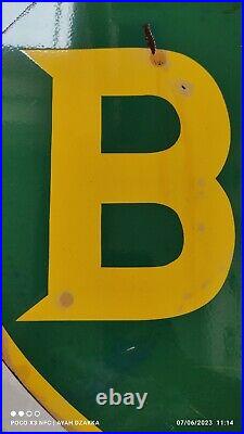 Vintage British Petroleum Motors Porcelain Gasoline Bp Service Pump Gas Sign