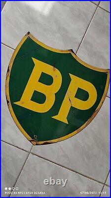 Vintage British Petroleum Motors Porcelain Gasoline Bp Service Pump Gas Sign