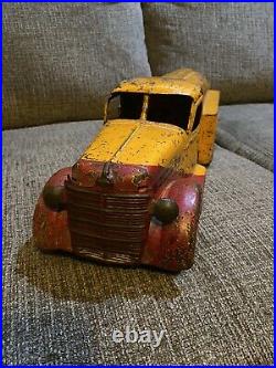 Vintage Buddy L Shell Tanker Gas Oil Advertising Sign Toy Truck Pressed Steel