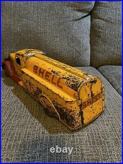 Vintage Buddy L Shell Tanker Gas Oil Advertising Sign Toy Truck Pressed Steel