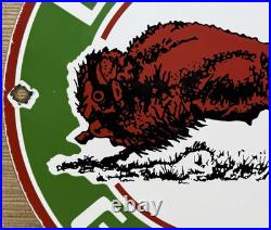 Vintage Buffalo Gasoline Porcelain Metal Oil Gas Sign Gas Station Pump Plate