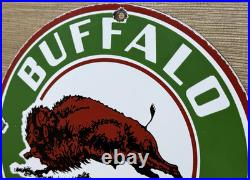 Vintage Buffalo Gasoline Porcelain Metal Oil Gas Sign Gas Station Pump Plate