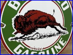 Vintage Buffalo Gasoline Porcelain Metal Oil Gas Sign Gas Station Pump Plate