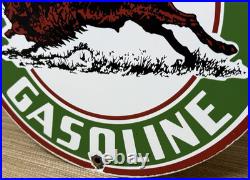 Vintage Buffalo Gasoline Porcelain Metal Oil Gas Sign Gas Station Pump Plate