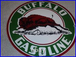 Vintage Buffalo Gasoline & Western Bison Animal 11 3/4 Porcelain Metal Oil Sign