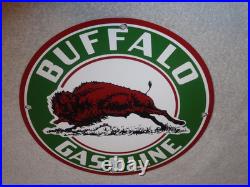 Vintage Buffalo Gasoline & Western Bison Animal 11 3/4 Porcelain Metal Oil Sign