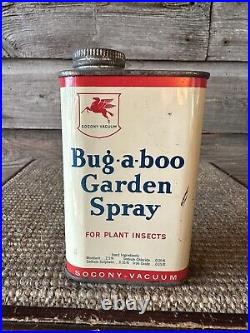 Vintage Bug A Boo Garden Spray Can Socony Vacuum Mobil Oil Advertising 8 Oz