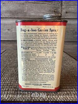 Vintage Bug A Boo Garden Spray Can Socony Vacuum Mobil Oil Advertising 8 Oz