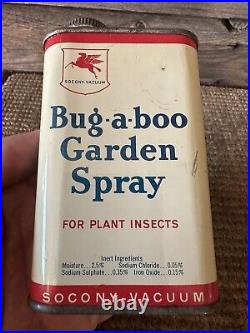 Vintage Bug A Boo Garden Spray Can Socony Vacuum Mobil Oil Advertising 8 Oz