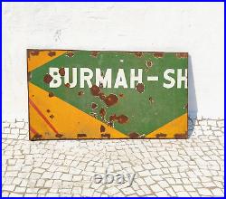 Vintage Burmah Shell Oil Advertising Double Sided Enamel Sign Automobile EB457