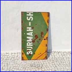 Vintage Burmah Shell Oil Advertising Double Sided Enamel Sign Automobile EB457