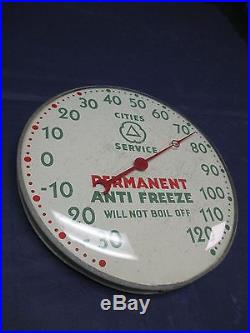 Vintage CITIES SERVICE Gas n Oil PERMANENT ANTI FREEZE Bubble Glass Thermometer