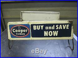 Vintage COOPER TIRES Store Display Sign double signs Auto Gas Oil advertising