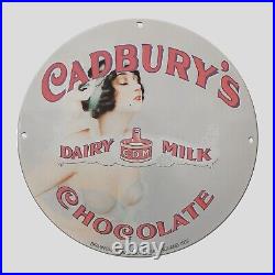Vintage Cadbury' S Chocolate 1932 Oil Oil Porcelain Gas Pump Sign