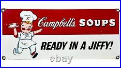 Vintage Campbell's Soup Porcelain Sign Grocery Store Restaurant Gas Station Oil