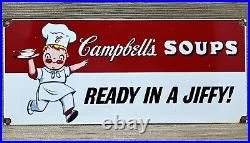 Vintage Campbell's Soup Porcelain Sign Grocery Store Restaurant Gas Station Oil