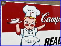 Vintage Campbell's Soup Porcelain Sign Grocery Store Restaurant Gas Station Oil