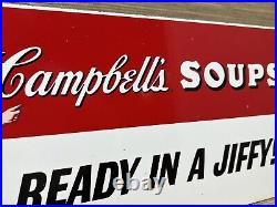 Vintage Campbell's Soup Porcelain Sign Grocery Store Restaurant Gas Station Oil