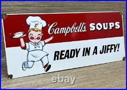 Vintage Campbell's Soup Porcelain Sign Grocery Store Restaurant Gas Station Oil