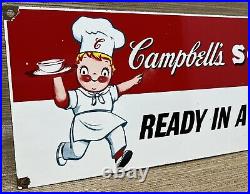 Vintage Campbell's Soup Porcelain Sign Grocery Store Restaurant Gas Station Oil