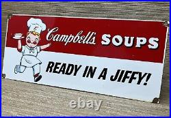 Vintage Campbell's Soup Porcelain Sign Grocery Store Restaurant Gas Station Oil