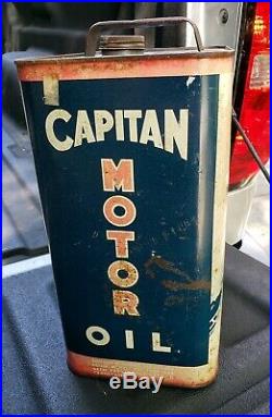 Vintage Capitan Parlube 2 Gallon Oil Can USA Advertising Graphics