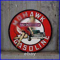 Vintage Car Pinupgirl Style Gas Station Service Man Cave Oil Porcelain Sign 119