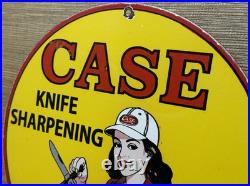 Vintage Case Knife Porcelain Dealership Sign Sharpening Pin Up Kitchen Gas Oil