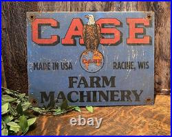 Vintage Case Porcelain Sign Farm Machinery Tractor Eagle Gas Oil