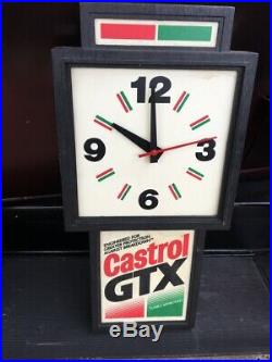 Vintage Castrol Motor Oil Illuminated Sign & Clock Mancave Petrolinia