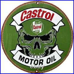 Vintage Castrol Motor Oil Porcelain Dealership Sign Gas Station Skull Motorcycle Vintage Castrol Motor Oil Porcelain Dealership Sign Gas Station Skull Motorcycle