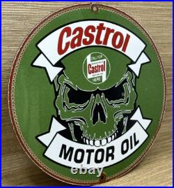 Vintage Castrol Motor Oil Porcelain Dealership Sign Gas Station Skull Motorcycle Vintage Castrol Motor Oil Porcelain Dealership Sign Gas Station Skull Motorcycle