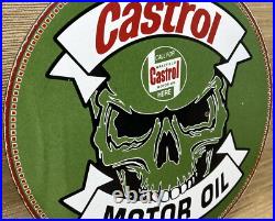 Vintage Castrol Motor Oil Porcelain Dealership Sign Gas Station Skull Motorcycle Vintage Castrol Motor Oil Porcelain Dealership Sign Gas Station Skull Motorcycle