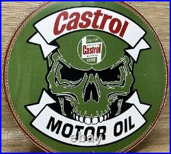Vintage Castrol Motor Oil Porcelain Dealership Sign Gas Station Skull Motorcycle Vintage Castrol Motor Oil Porcelain Dealership Sign Gas Station Skull Motorcycle