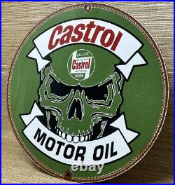 Vintage Castrol Motor Oil Porcelain Dealership Sign Gas Station Skull Motorcycle Vintage Castrol Motor Oil Porcelain Dealership Sign Gas Station Skull Motorcycle