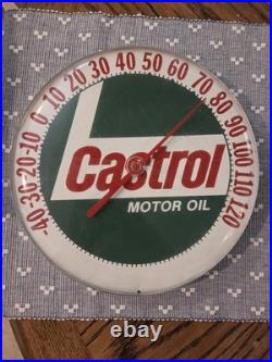 Vintage Castrol Motor Oil Thermometer Garage Wall No Glass USA Made A4