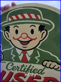 Vintage Certified Used Cars Double-sided Flange Porcelain 17 X 17 Sign