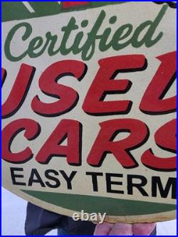 Vintage Certified Used Cars Double-sided Flange Porcelain 17 X 17 Sign