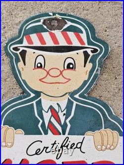 Vintage Certified Used Cars Porcelain Sign Gas Motor Oil Auto Sales 10 X 6