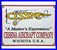 Vintage Cessna Aircraft Co Porcelain Sign Airplane Hangar Gas Station Motor Oil