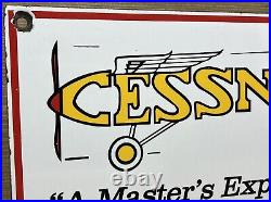 Vintage Cessna Aircraft Co Porcelain Sign Airplane Hangar Gas Station Motor Oil