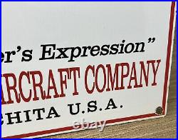 Vintage Cessna Aircraft Co Porcelain Sign Airplane Hangar Gas Station Motor Oil