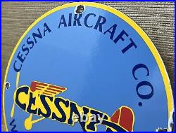 Vintage Cessna Aircraft Co Porcelain Sign Airplane Hangar Gas Station Motor Oil