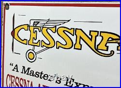 Vintage Cessna Aircraft Co Porcelain Sign Airplane Hangar Gas Station Motor Oil