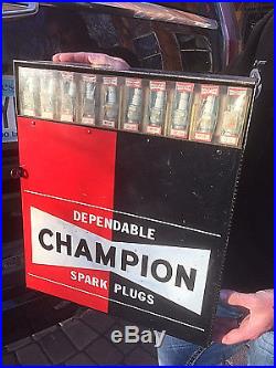 Vintage Champion Spark Plug Auto Parts Cabinet With Logo Sign Gasoline Oil Gas