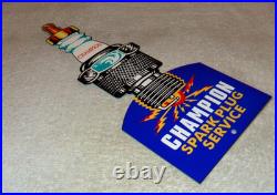Vintage Champion Spark Plug Service 12 Enamel Metal Car Plugs Gasoline Oil Sign