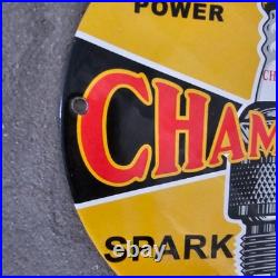 Vintage Champion Spark Plugs Old Us Gasoline Oil Gas Pump Enamel Porcelain Sign
