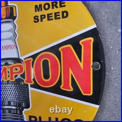 Vintage Champion Spark Plugs Old Us Gasoline Oil Gas Pump Enamel Porcelain Sign