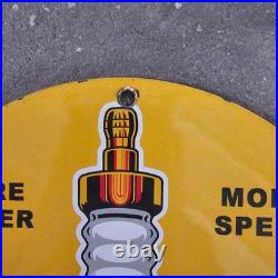 Vintage Champion Spark Plugs Old Us Gasoline Oil Gas Pump Enamel Porcelain Sign