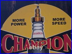 Vintage Champion Spark Plugs Porcelain Sign 1957. 12 Vintage Champion Spark Plugs Porcelain Sign 1957. 12